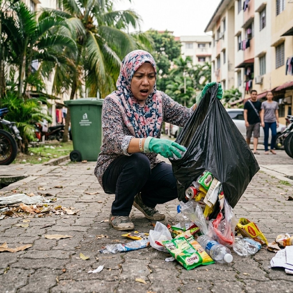 Plastik sampah koyak